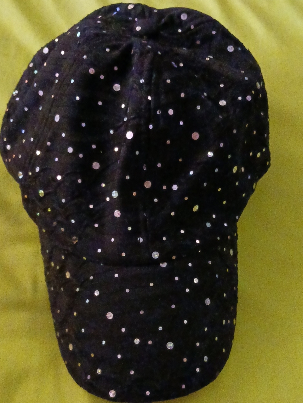 Black Sparkle Studded Baseball Cap - Women